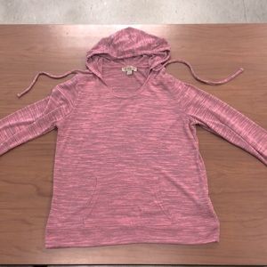 Nine West Vintage America - Long-Sleeved Heather Pink Top with Hood - Women’s L